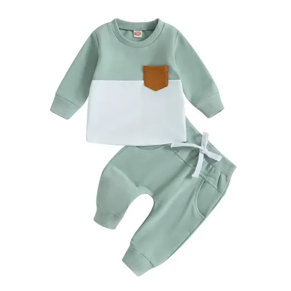 Mini Fashion™ - Peuter Trainingspak Katoen Lichtgroen / 70 (4-9 maanden) | Educatief Speelgoed - Afbeelding 1