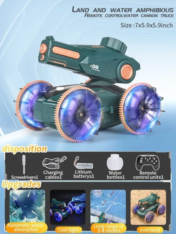 Aqua Racer™ – Dubbel Zo Stoer – RC Amfibie Raceauto Groen | Educatief Speelgoed - Afbeelding 1
