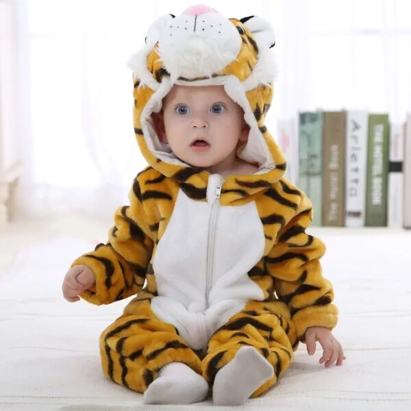 Mini Fashion™ – Dieren Dromenland – Kinder Dieren Onesie Nieuwe tijger / 80 (6-12 maanden) | Educatief Speelgoed - Afbeelding 1