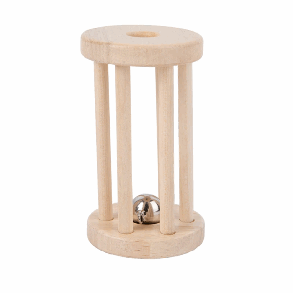 Music Rattle™ – Vrolijke Rolkooi – Houten Rammel Speelgoed Zilveren Bal (lang) | Educatief Speelgoed - Afbeelding 1