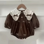 Mini Fashion™ - Comfortabel&Stijlvol - Lente Romper Jurkjes Kinderen Romper - Bruin / 62 (2-4 maanden) | Educatief Speelgoed