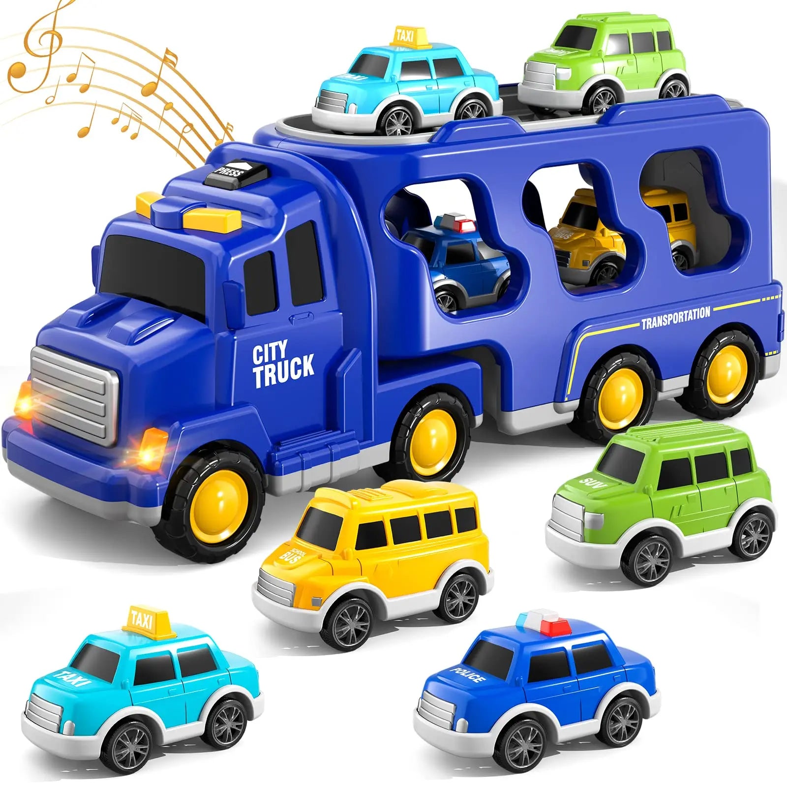 3_0dfcf3a7-d8d0-418c-a9a5-b0ae72091e48 Magische Auto Stad - Vrachtenwagen voertuig met Licht en Muziek Blauw | Educatief Speelgoed - Afbeelding 1
