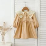 Mini Fashion™ - Sprookjes&Stijl - Baby Jurkje Kaki / 100 (3-4 Jaar) | Educatief Speelgoed