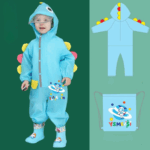 Mini Fashion™ - Poncho - Kinder Regenjas Lichtblauw Ruimte / 116 (6-7 jaar) | Educatief Speelgoed