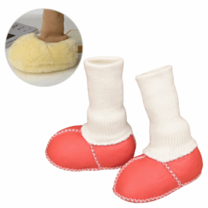 Mini Fashion™ - Warm&Knus - Baby sloffen Rood/Wit / 15 (0-6 maanden) | Educatief Speelgoed