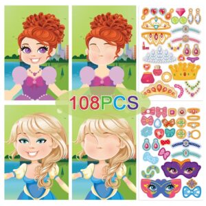 Funny Faces™ – Dierenpret&Plakplezier– Herbruikbaar Stickerboek Prinses - 108 Stickers | Educatief Speelgoed
