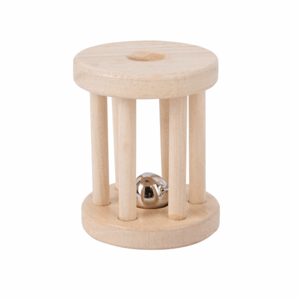 Music Rattle™ – Vrolijke Rolkooi – Houten Rammel Speelgoed Zilveren Bal (kort) | Educatief Speelgoed - Afbeelding 1