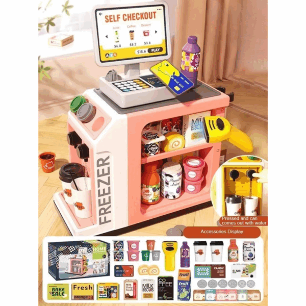 Supermarket Set™ - Winkelplezier voor Thuis - Speelgoed Kassa Roze | Educatief Speelgoed - Afbeelding 1