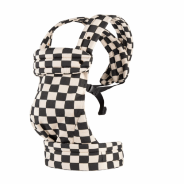 Snug Sling™ – Zacht&Dichtbij– Baby&Peuter draagzak Beige Zwart - Schaakpatroon | Educatief Speelgoed - Afbeelding 1