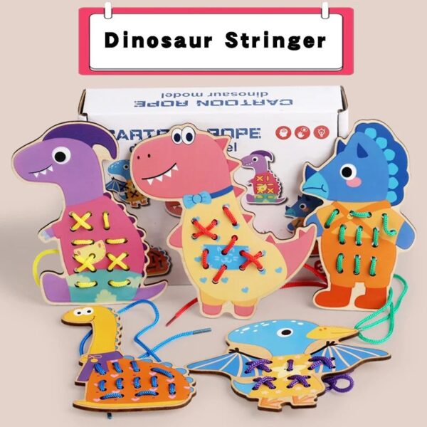 TiePal - Strikken&Spelen– Veterstrik Speelbord Dinosaur | Educatief Speelgoed - Afbeelding 1