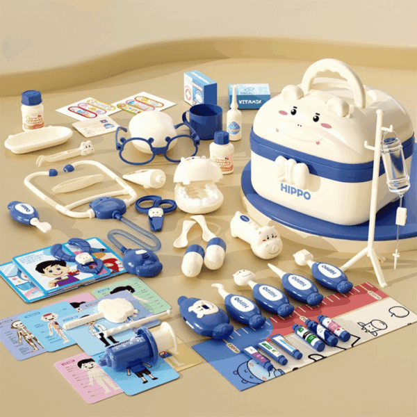 Hippo Doctors Set™ - Mini Dokters in Actie - Speelgoed Doktersset 58 stuks / Blauw | Educatief Speelgoed - Afbeelding 1
