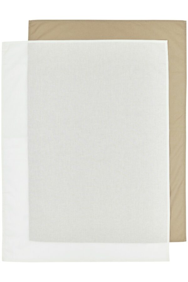 Laken Ledikant Meyco Uni Offwhite / Taupe 2-pack - Afbeelding 1