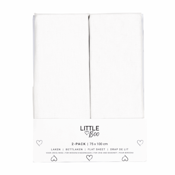 Laken Wieg Little Boo Uni White 2-pack 75x100 - Afbeelding 1