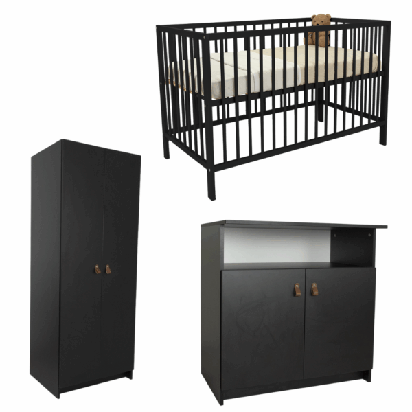 Babykamer Colorfull Home Yara met Meegroeiledikant Luca V2 Pure Black - Afbeelding 1