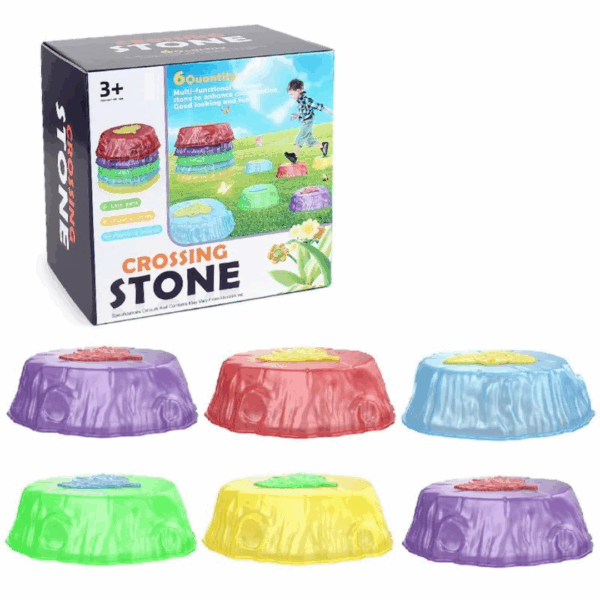 Crossing Stones™ - Springen&Balanceren - Lichtgevende Balansstenen 6 Stuks | Educatief Speelgoed - Afbeelding 1