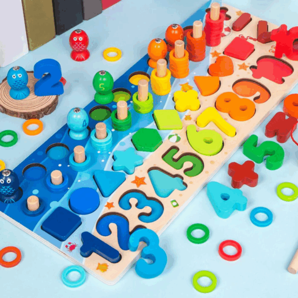 Woods™ | Ontwikkel de vaardigheden - Montessori houten speelbord Pastel | Educatief Speelgoed - Afbeelding 1