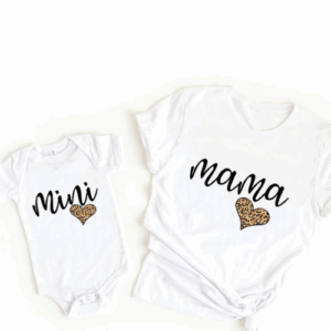 Mini Fashion™ - Mama&Dochter - Matchende Shirt&Romper Wit - Mama / Baby's 30 - (0-3 maanden) | Educatief Speelgoed