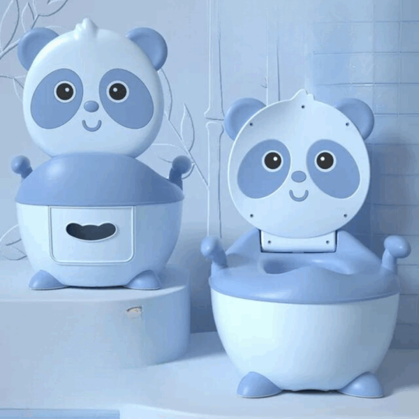 Panda Potty™ - Handig voor vakantie - Kinder toilet Blauw / Zachte bril | Educatief Speelgoed - Afbeelding 1