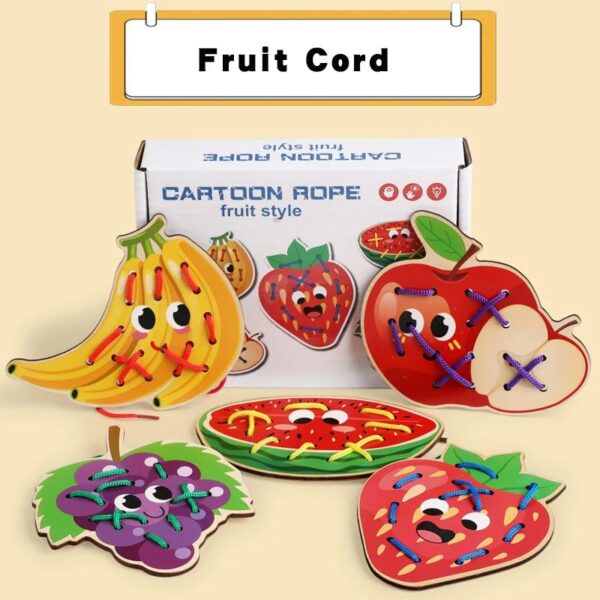 TiePal - Strikken&Spelen– Veterstrik Speelbord Fruit | Educatief Speelgoed - Afbeelding 1