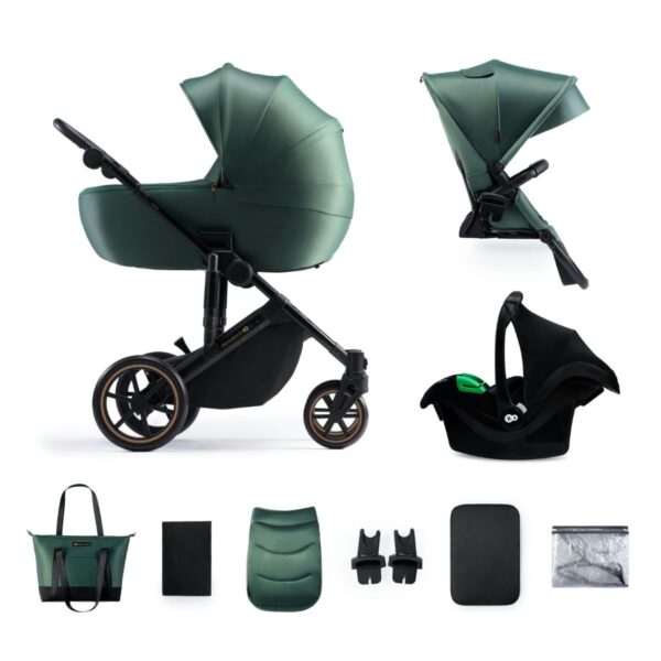 Kinderwagen Kinderkraft Prime2 PRO 3-in-1 Dark Green Incl. Autostoel&Luiertas - Afbeelding 1