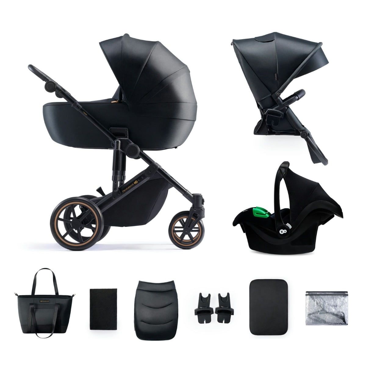Kinderwagen Kinderkraft Prime2 PRO 3-in-1 Venezian Black Incl. Autostoel&Luiertas - Afbeelding 1