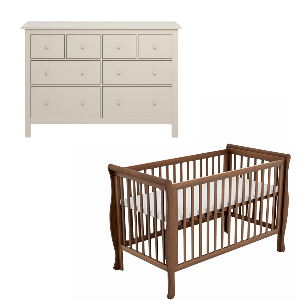 Babykamer Bretagne Gala Walnut (Commode + Ledikant) - Afbeelding 1