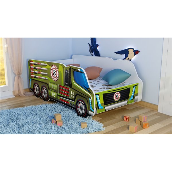 Peuterbed Truck Army 70x140 Incl. Matras en Lattenbodem