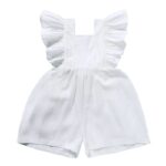 Mini Fashion™ - Zomers&Schattig - Kinder Jumpsuit Meisjes Wit / 80 (9-12 maanden) | Educatief Speelgoed