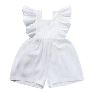 Mini Fashion™ - Zomers&Schattig - Kinder Jumpsuit Meisjes Wit / 73 (6-9 maanden) | Educatief Speelgoed