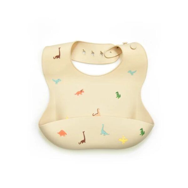 Silicone Bib - Waterdicht&Modieus - Silicone Baby Slabbetje Dinosaurus | Educatief Speelgoed - Afbeelding 1