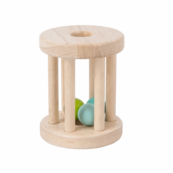 Music Rattle™ – Vrolijke Rolkooi – Houten Rammel Speelgoed Zilveren bal | Educatief Speelgoed - Afbeelding 1