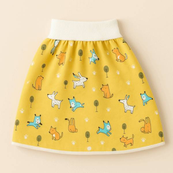 Baby Training Pants™ - Zindelijkheidstraining met een twist - Oefenbroek Rokje / Geel hondjes / M (0-3 jaar) | Educatief Speelgoed - Afbeelding 1