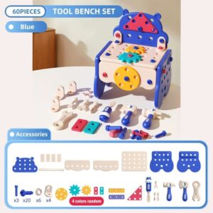 Tool Master - Bouw&Speel - Gereedschapskist Speelset 60 stuks (Blauw) | Educatief Speelgoed