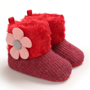 Mini Fashion™ - Altijd Warme Voeten - Kinder Winterschoenen Rood - Roze Bloem / 18 (6-12 maanden) | Educatief Speelgoed
