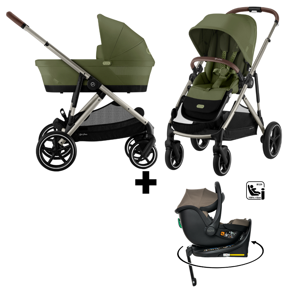 Kinderwagen Cybex Gazelle S Moss Green/Khaki + Autostoel Jacky Pro 360° Dark Taupe&Base - Afbeelding 1