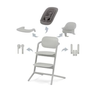 Kinderstoel Cybex Lemo 4-in-1 Suede Grey/Mid Grey met Newbornset + Babyset + Eetblad&Accessoires
