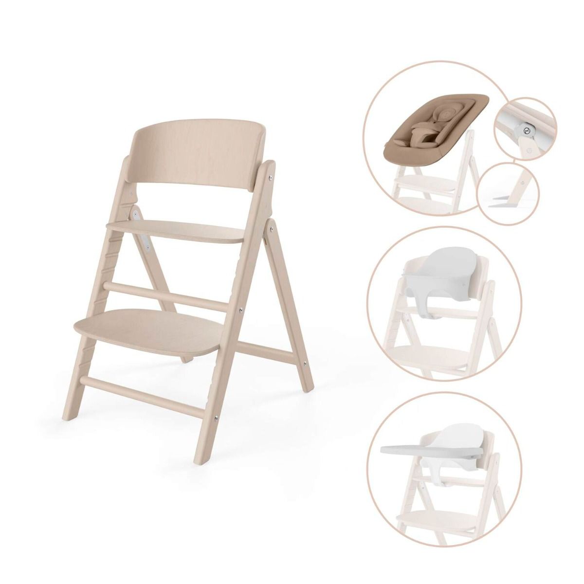 Kinderstoel Cybex CLICK&FOLD 4-in-1 All Natural/Light Natural met Newbornset, Babyset&Eetblad - Afbeelding 1