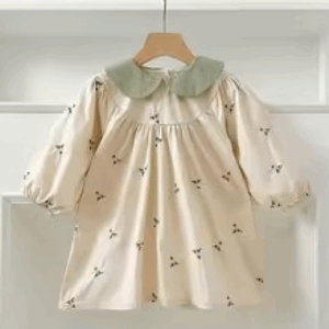 Mini Fashion™ - Comfortabel&Stijlvol - Lente Romper Jurkjes Kinderen Jurk - Beige patroon / 80 (12 maanden) | Educatief Speelgoed