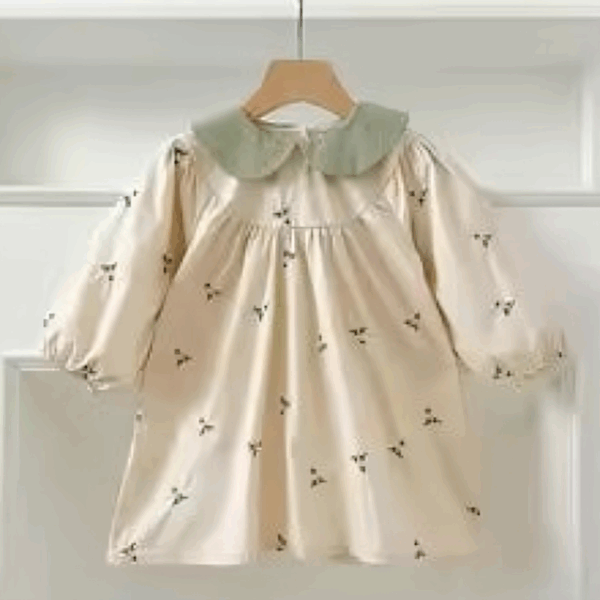 Mini Fashion™ - Comfortabel&Stijlvol - Lente Romper Jurkjes Kinderen Jurk - Beige patroon / 80 (12 maanden) | Educatief Speelgoed - Afbeelding 1