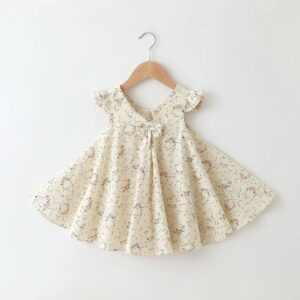 Mini Fashion™ - Speels&Elegant - Meisjes Zomer Jurk Lavendel Bloemig / 100 (2-3 jaar) | Educatief Speelgoed
