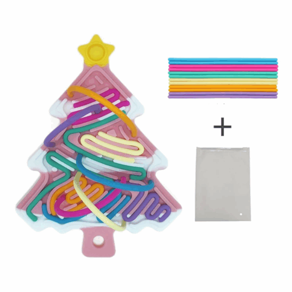 Xmas Tree Fidget Toy™ - Compact, Kerstig&Leuk - Siliconen Fidget Kerstboom Roze met sneeuw | Educatief Speelgoed - Afbeelding 1