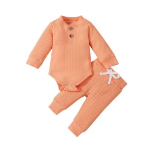 Mini Fashion™ – Comfortabel Baby Kledingset Oranje / 60 (0–3 maanden) | Educatief Speelgoed
