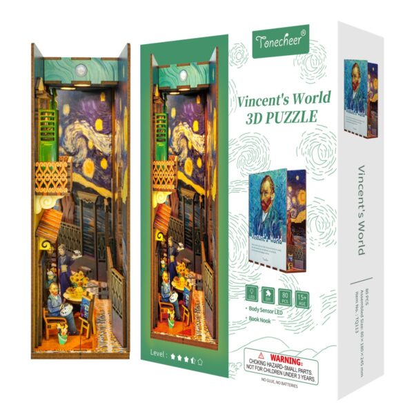 Tonecheer miniatuur kit - book nook - Vincent's World - Afbeelding 1