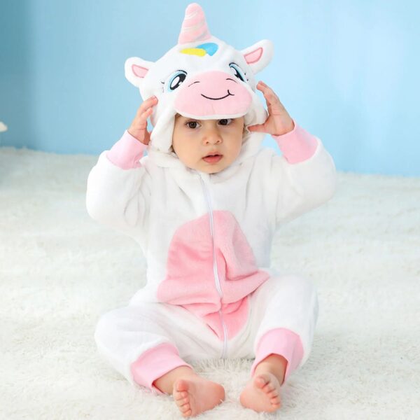 Mini Fashion™ – Dieren Dromenland – Kinder Dieren Onesie Witte Eenhoorn / 110 (24-30 maanden) | Educatief Speelgoed - Afbeelding 1