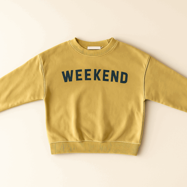 Mini Fashion™ -"Weekend"- Sweater Mosterd Zondag / 130 (6-7 jaar) | Educatief Speelgoed - Afbeelding 1
