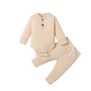 Mini Fashion™ – Comfortabel Baby Kledingset Beige / 70 (3–6 maanden) | Educatief Speelgoed