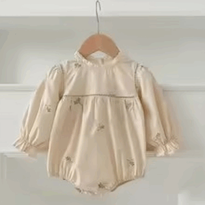 Mini Fashion™ - Comfortabel&Stijlvol - Lente Romper Jurkjes Kinderen Romper - Beige patroon / 62 (2-4 maanden) | Educatief Speelgoed