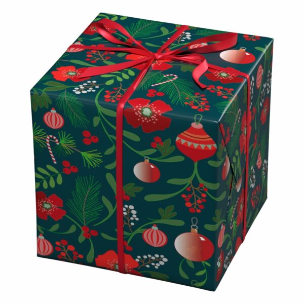 Cadeaupapier - 10 meter - kerstbloemen - Afbeelding 1