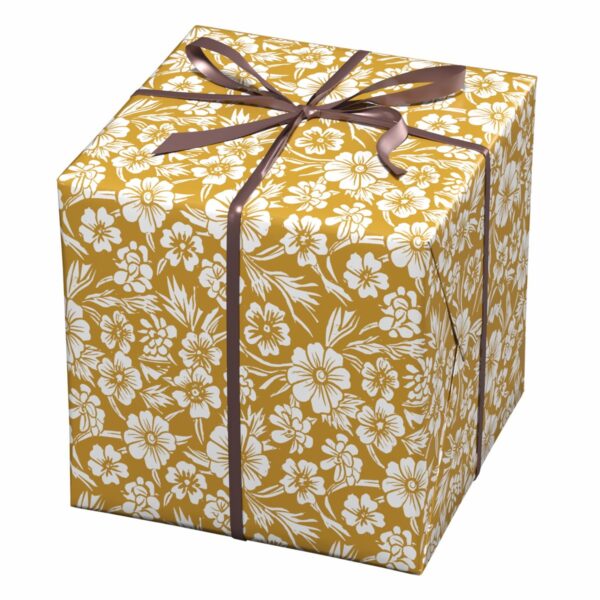 Cadeaupapier - 10 meter - goud/bloem - Afbeelding 1
