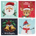 Diamond paint kaarten - 4 stuks - kerst